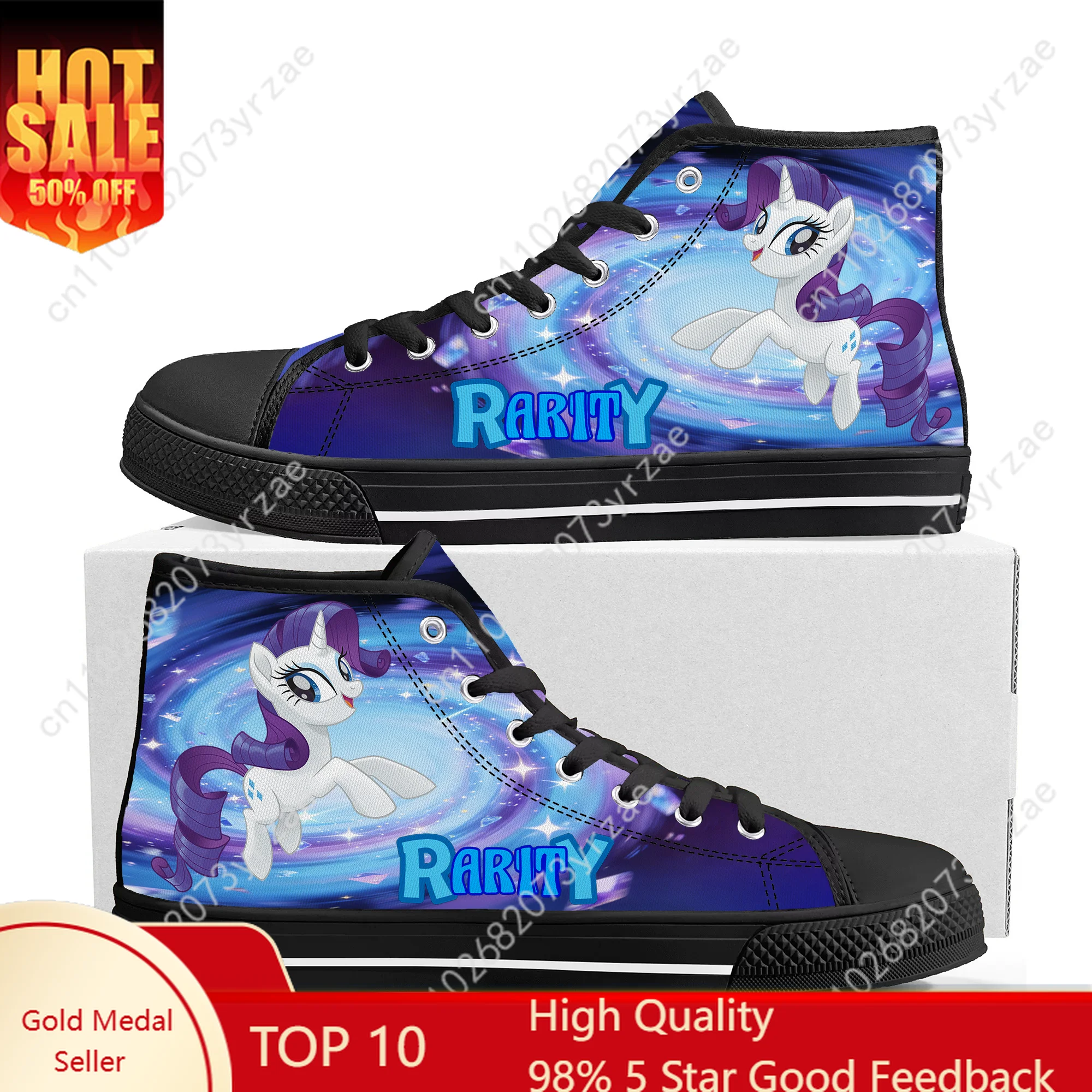 

Rarity High Top Shoes Man Woman Sneakers My Little Pony Friendship Is Magic Fashion Custom Shoe Cosplay Footwear