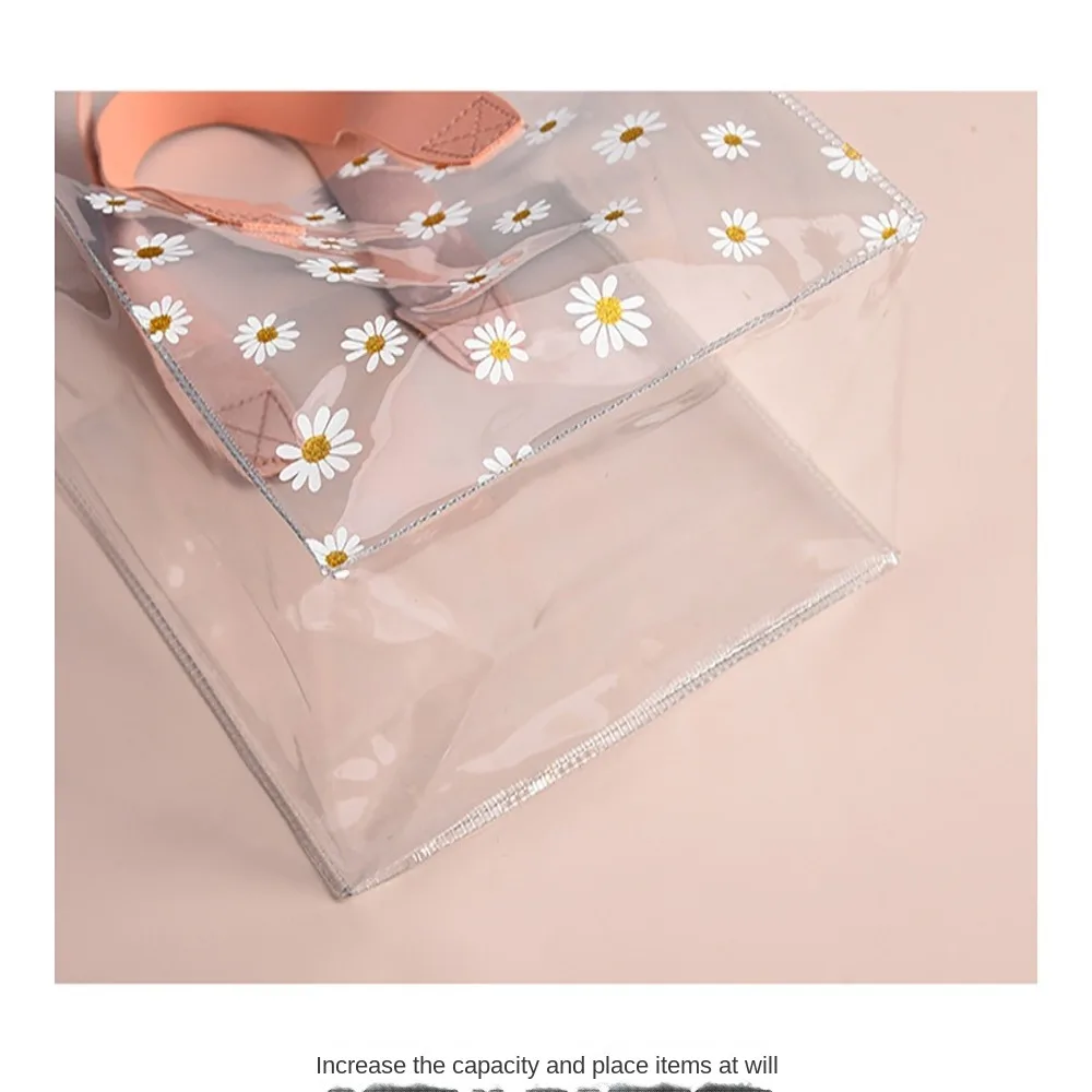 High Quality PVC Transparent Flexible Tote Bag Flower Grocery Bag Large Capacity Shopping Bag Packaging Bag Hand Gift Bag