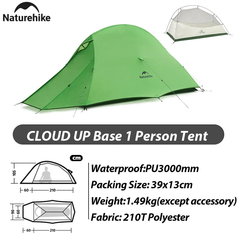 Naturehike New Cloud Up Base Camping Tent 1 2 3Person Lightweight