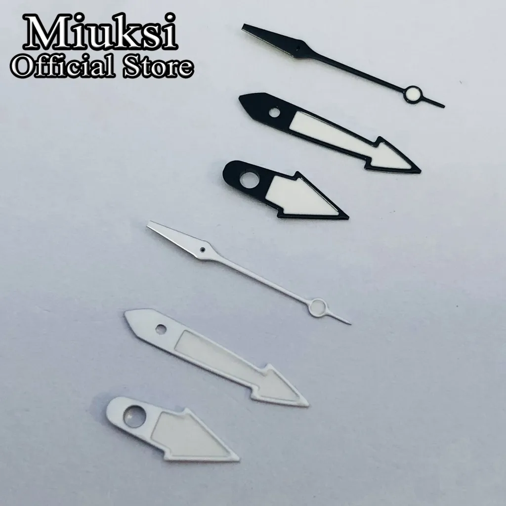 Miuksi black white red watch hands green luminous hands fit NH35 NH36 ETA2824 2836 PT5000 Miyota 8215 Mingzhu DG2813 movement