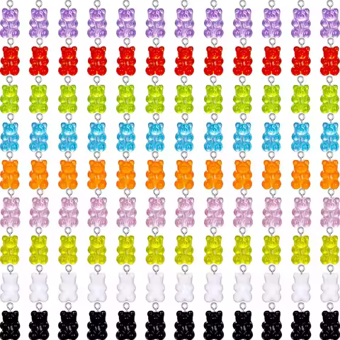 10PCs Colorful Gummy Bear Pendant Charms For Bracelets Necklaces Dangle Earrings DIY Jewelry Making Bulk Resin Charms Pendants