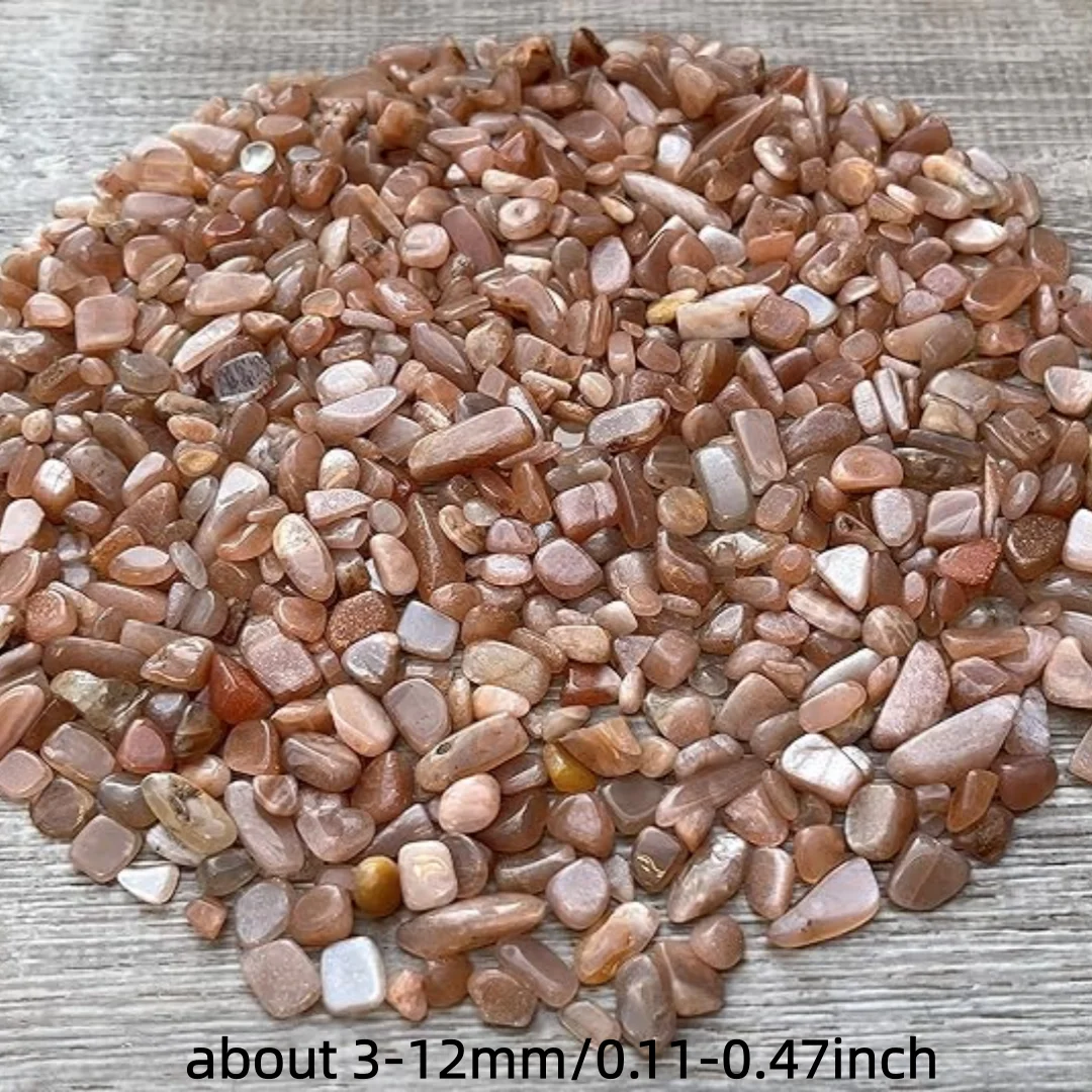 3-12 مم حجر القمر الخوخي شبه هبط، رقائق كريستال حجر القمر الخوخي، أحجار قمر برتقالية طبيعية هبط
