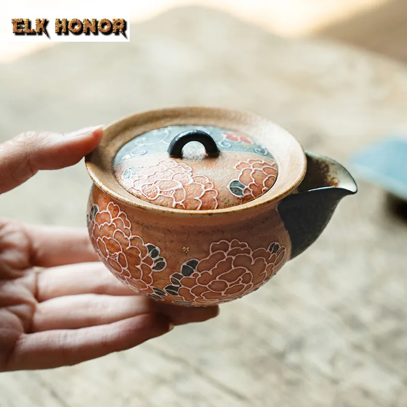 

190 мл рельефная резьба цветок пиона чайник древний чайник заварник горшок чайник с фильтром для чайных принадлежностей украшения ремесло