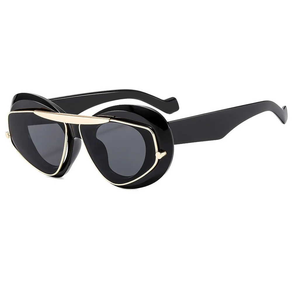 New Y2k Fashion Large Frame Sunglasses Ins Street Shot Cat's Eye Glasses Retro Personality Anti-ultraviolet Sunglasses view 2