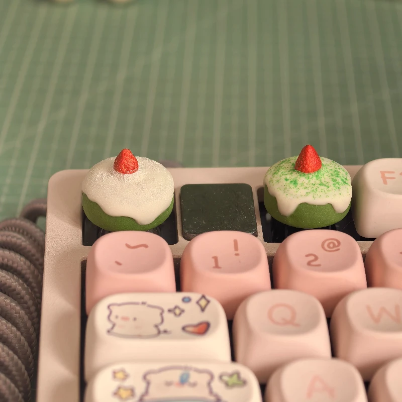 Original Cute Cake Keycap Kawaii Caramel Pudding Clay Key Caps Custom Handmade  Artistic Keycaps for Mechanical Keyboard Gifts