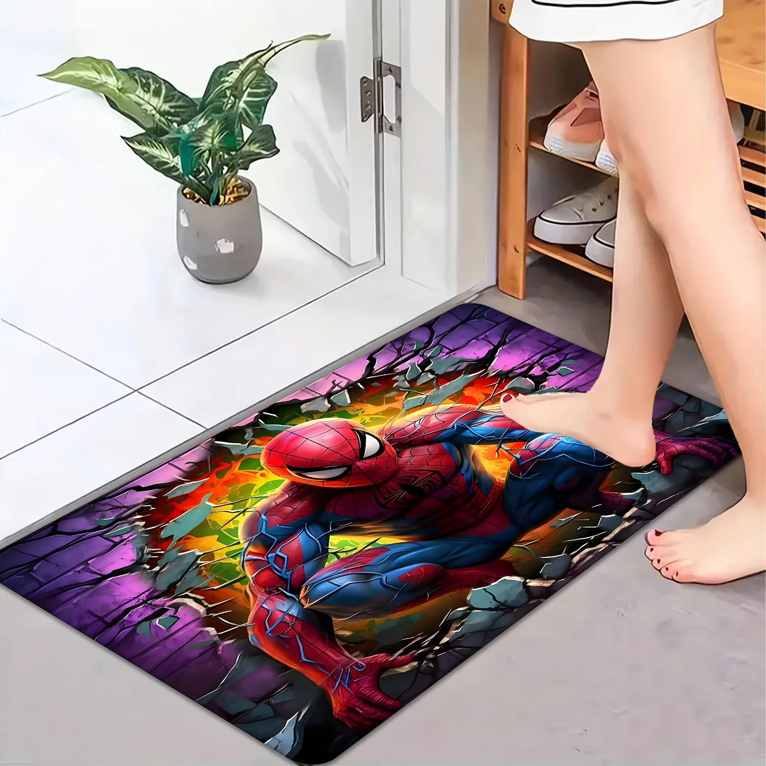1pc MARVEL Spider-Themed Carpet Suitable for Doorway, Living Room, Bedroom, Room - Spider-Man & Spider-Symbols, Soft Rug, Mach