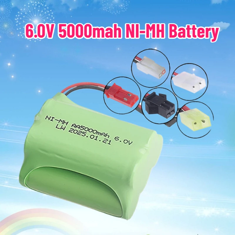 

6.0V 5000mah NI-MH Battery for RC Electric Toys Cars Trucks Tanks Boats 6V NiMh AA Upgrade 3000mah 6v SM/JST/TAMIYA Plug