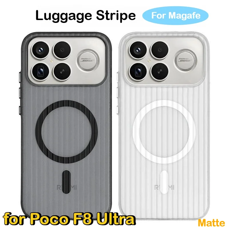 

Matte Clear for MagSafe Hard Case for Xiaomi Poco F8 F7 Ultra X7 X6 Pro 15 T Pro 17 Redmi K90 Pro Max Luggage Stripe Slim Cover