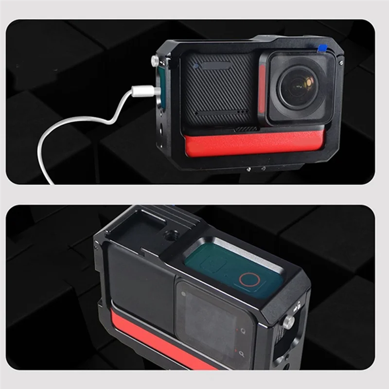 AD41-Para Insta360 One RS jaula de Metal para conejos botas frías múltiples soporte de Flash de expansión jaula plegable magnética protectora