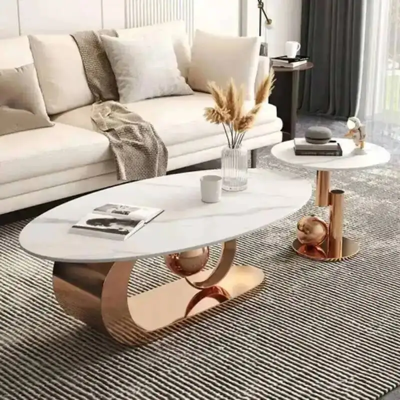 

Living Design Modern Tables Luxury Room Coffee Center Table Set Minimalist Coffee Table Unique Oval Desk Home Decoration