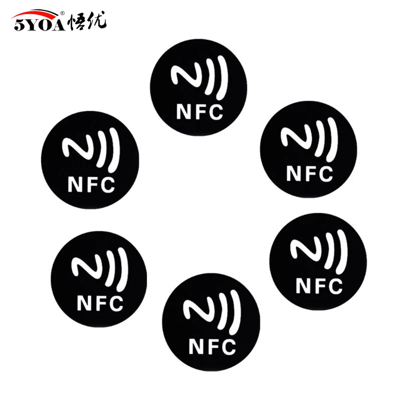 5YOA 6 Stück schwarze NFC-RFID-Aufkleber Ntag213 Ntag215 Ntag216 13,56 MHz Universal Label Ultralight Token für Patrol Tagging