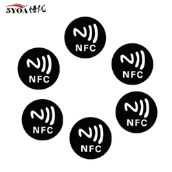 5YOA 6pcs Black NFC RFID Stickers Ntag213 Ntag215 Ntag216 13.56MHz Universal Label Ultralight Token for Patrol Tagging