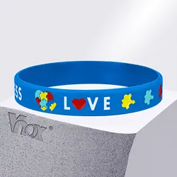 Vnox 1/2/3/4/5/10 pcs braccialetti in Silicone per autismo per uomo donna, 12mm in gomma morbida Silicone Love Puzzle braccialetto per la consapevolezza dell'autismo