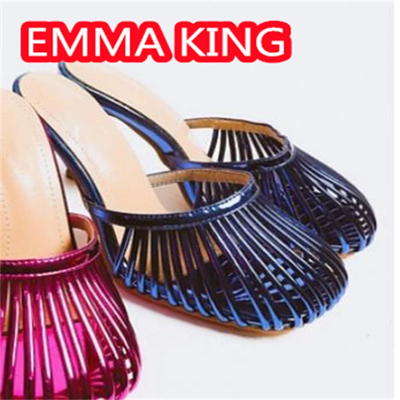 شباشب نسائية بكعب عالي بمقدمة مربعة 2024 جديدة بخيوط رفيعة بلون سادة صنادل صيفية مثيرة مقاس 46 #3