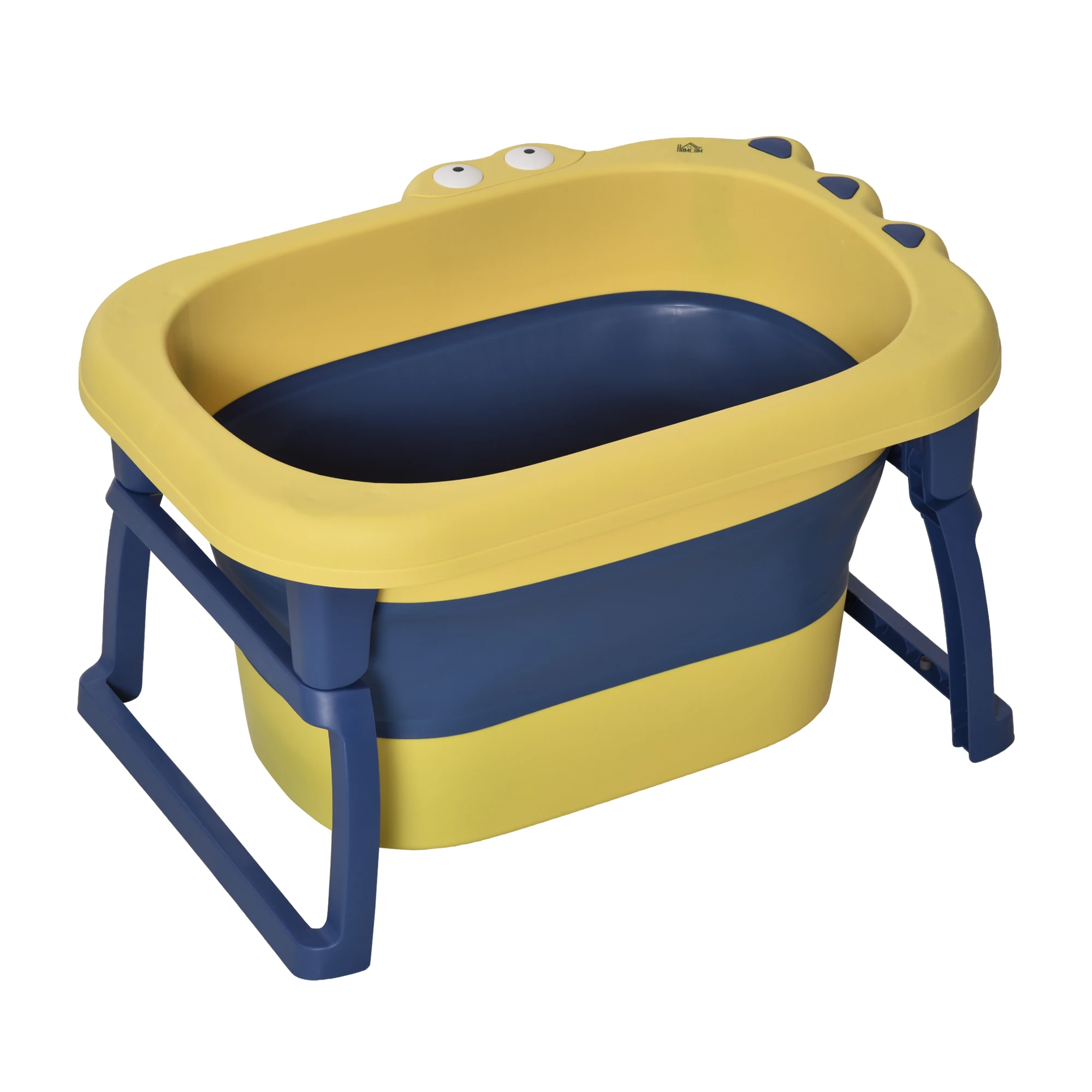 HOMCOM 0-6 years old folding baby bathtub capacity 105L children's portable bathtub with anti-slip legs and drain hole 50 kg 75,3x55,4x43 cm yellow and blue