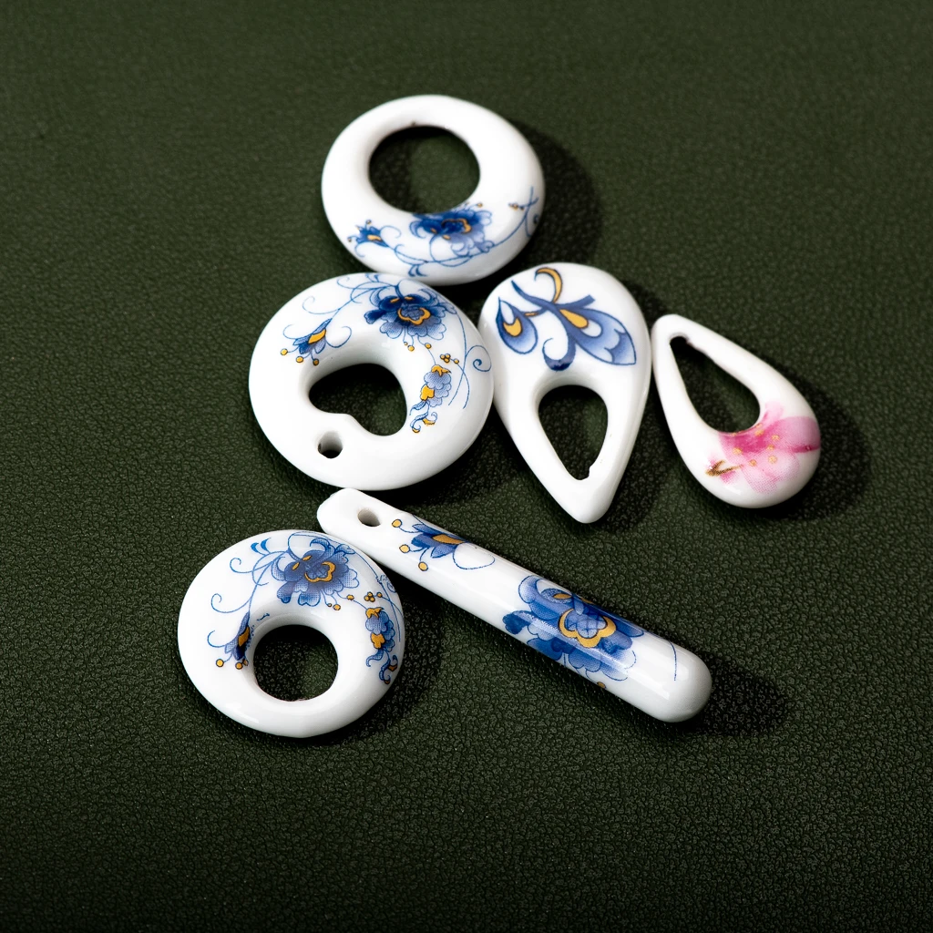 Juego de collar y pendientes con colgante de cerámica, 2 piezas, Ideal para DIY, accesorios de fabricación de joyas de porcelana Z686