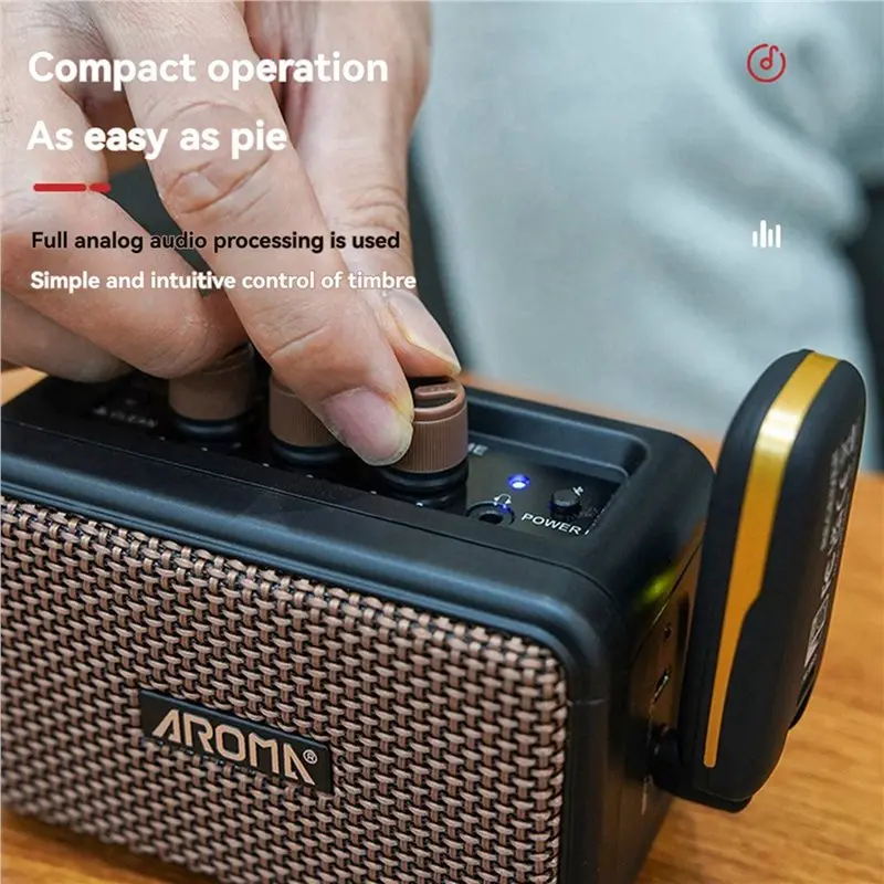 3X Aroma AG-04 Mini Electric Guitar Amplifier 5W Portable Bluetooth Speaker For Electric Guitar Retro Rechargeable Amp view 3