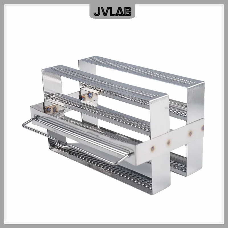 Stainless Steel Dyeing Rack Slides SUS Slides Staining Holder 132*70*73mm Up to 60 Slides without Tank Resistant Acid & Alkali