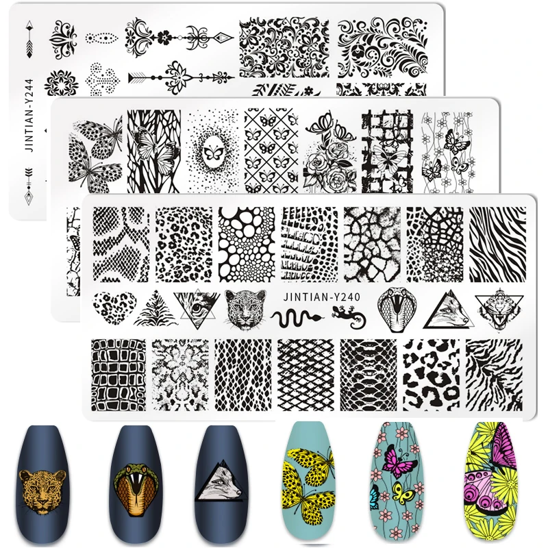 1pcs Animal Image Nail Stamping Plates Tiger Zebra Leopard Print Stainless Steel Manicure Stencil Nail Art Templates Stamp Tools