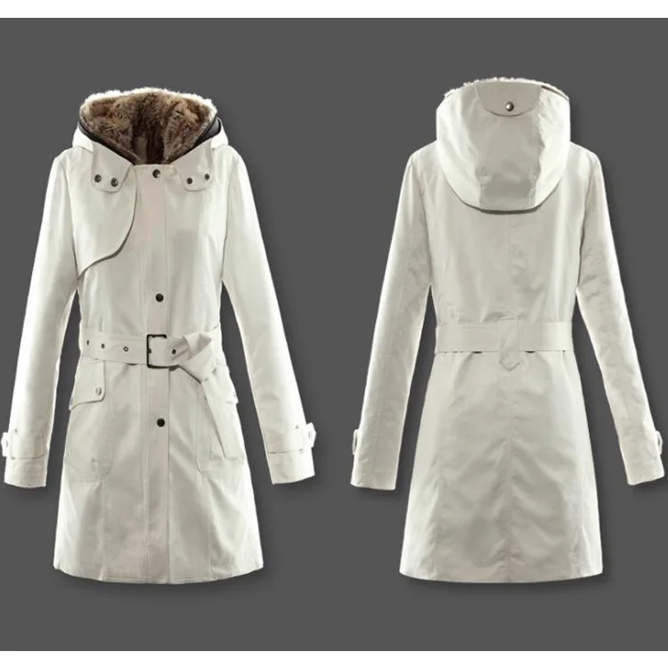 

Women's European and American Hooded Long Coat with Thickened and Lined for Winter Casual Slim Fit Windbreaker for Commuting