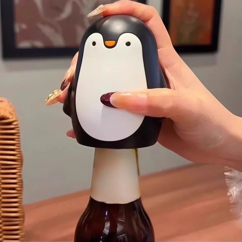 

Automatic Penguin Bottle Opener Labor-saving Push Down Magnetic Beer Bottle Opener Press-Type Creative Bottle Cap Remover Party