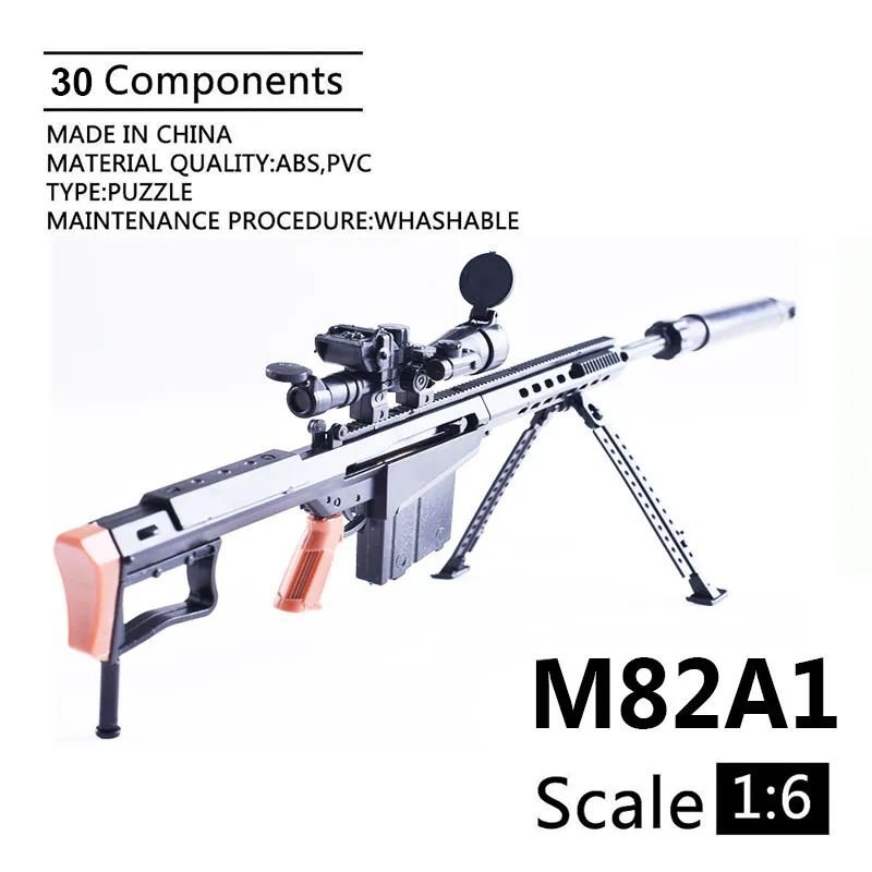 1:6 M82A1 Barrett Sniper Rifle  Assembling Gun Model Assembly Plastic Weapon For 1/6 Soldier Military Building Blocks Toy