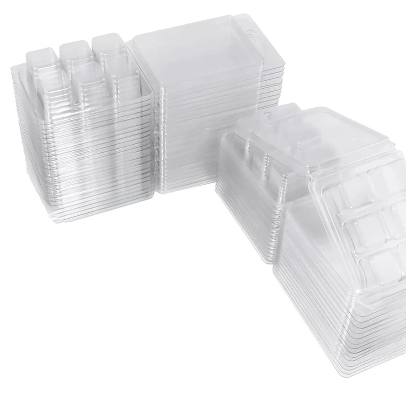

New Wax Melt Molds 100 Pack - Clear Plastic Wax Melt Containers Wax Melt Clamshells for DIY Homemade Candle Making