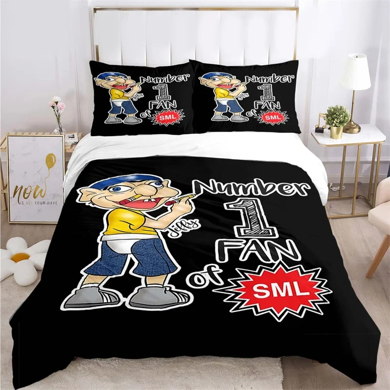 3D Print Cartoon SML Jeffy Bedding Set,Duvet Cover Comforter Bed Set Quilt Cover Pillowcase,King Queen Twin Size Boys Girl Adult