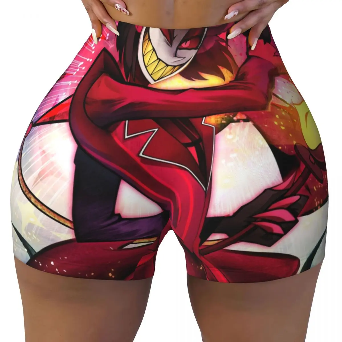 مخصص المرأة Helluva Boss تجريب اليوغا السراويل السوداء الفكاهة الرسوم المتحركة فيلم موسيقي رياضي رياضة الكرة الطائرة السائق السراويل