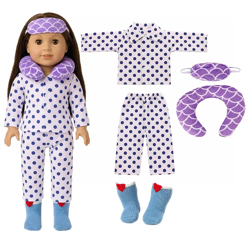 Niedliche Puppenkleidung + U-förmiges Kissen und Socken für 43 cm große Babypuppen und 18 Zoll große amerikanische Puppen, Mädchenspielzeug der Marke Our Generation – Detail 5