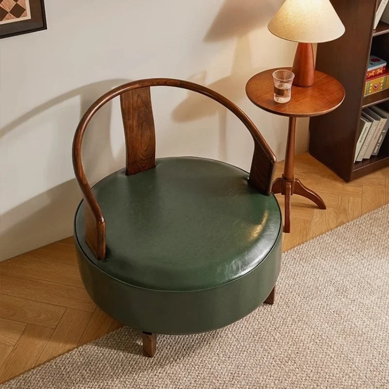 

Soft bag lazy sofa solid wood backrest armchair rotatable chair single widened stool leisure sofa