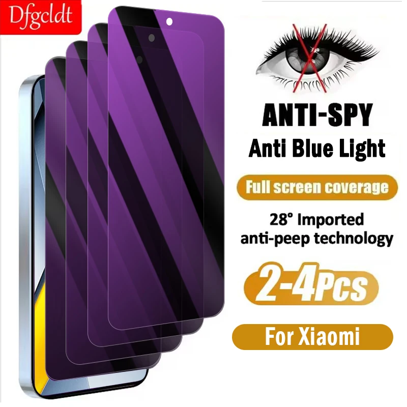 

2-4Piece Anti Blue-ray Privacy Screen Protector for Xiaomi Poco F8 F7 Ultra F6 F5 M7 M6 M5 M5s X7 X6 X5 Pro Tempered Glass Film