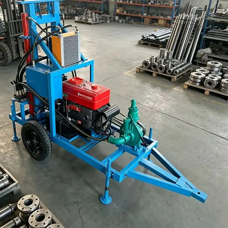 Customized Mobile Diesel 30HP Wheel Hydraulic 100M Efficient Drilling Flexible Steering Water Well Drilling Rig Machine