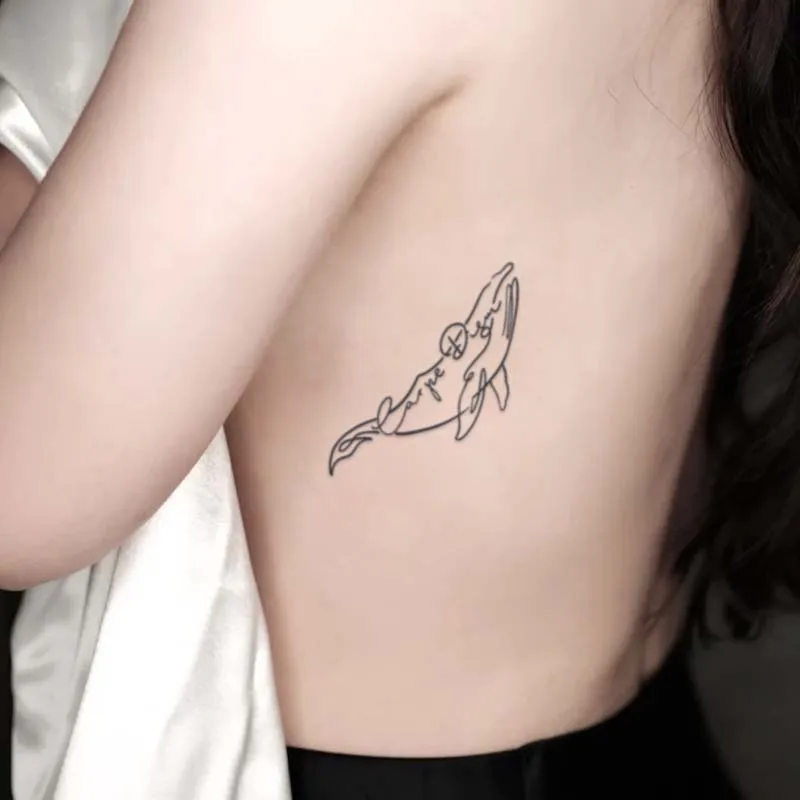 Whale, Lasting 1-2 Weeks Waterproof, Temporary Tattoo Stickers, Realistic Semi-Permanent Fake Tattoos for the Back