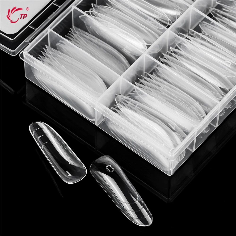 TP New 70枚/140枚入り クリアネイル デュアルフォーム フルカバー ネイルエクステンションシステム クイックビルディングジェルモールド つけ爪 マニキュアツール