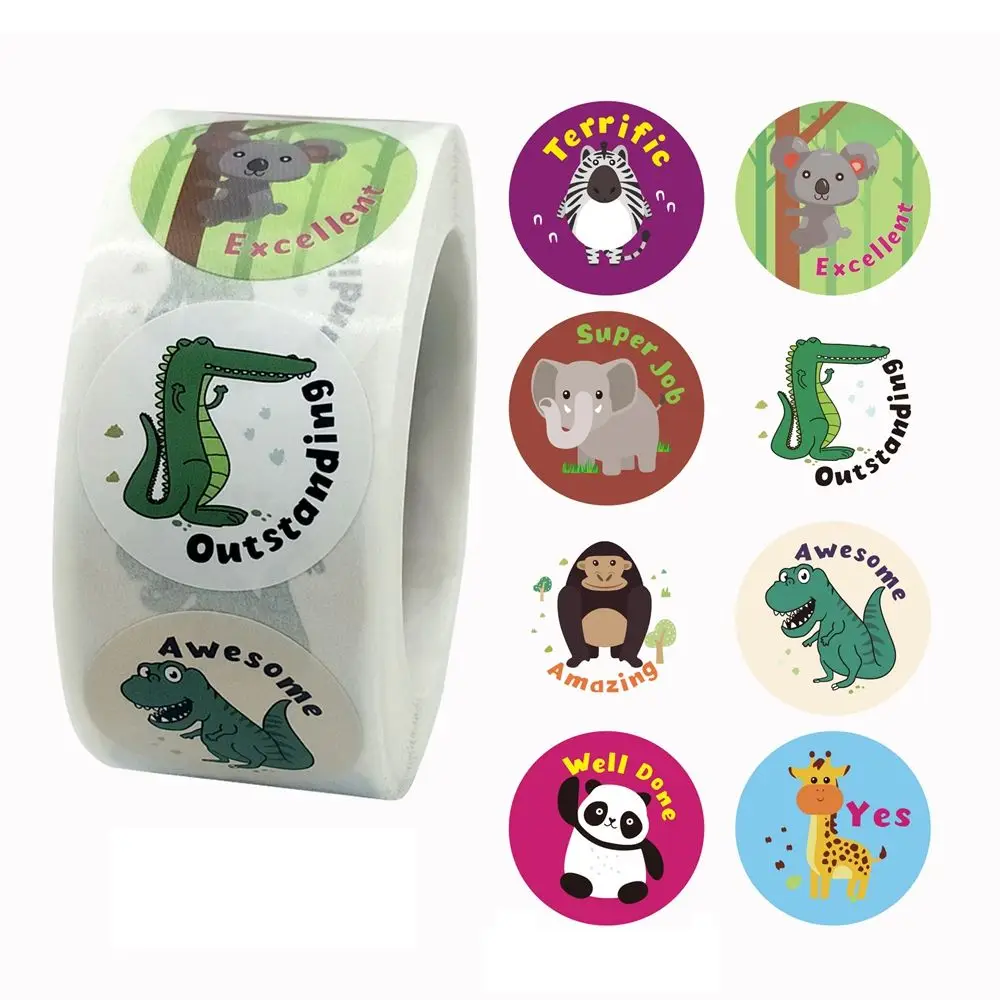 animal 500pcs/roll class rewards school for education reward stickers teacher supplies sticker sheets school supplies