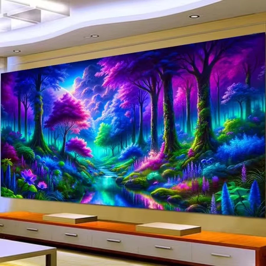 Mystery Purple Tree DIY 5D Large Diamond Painting Forest Landscape Full Square Round Mosaic Diamond Embroidery Sale Decor Gift