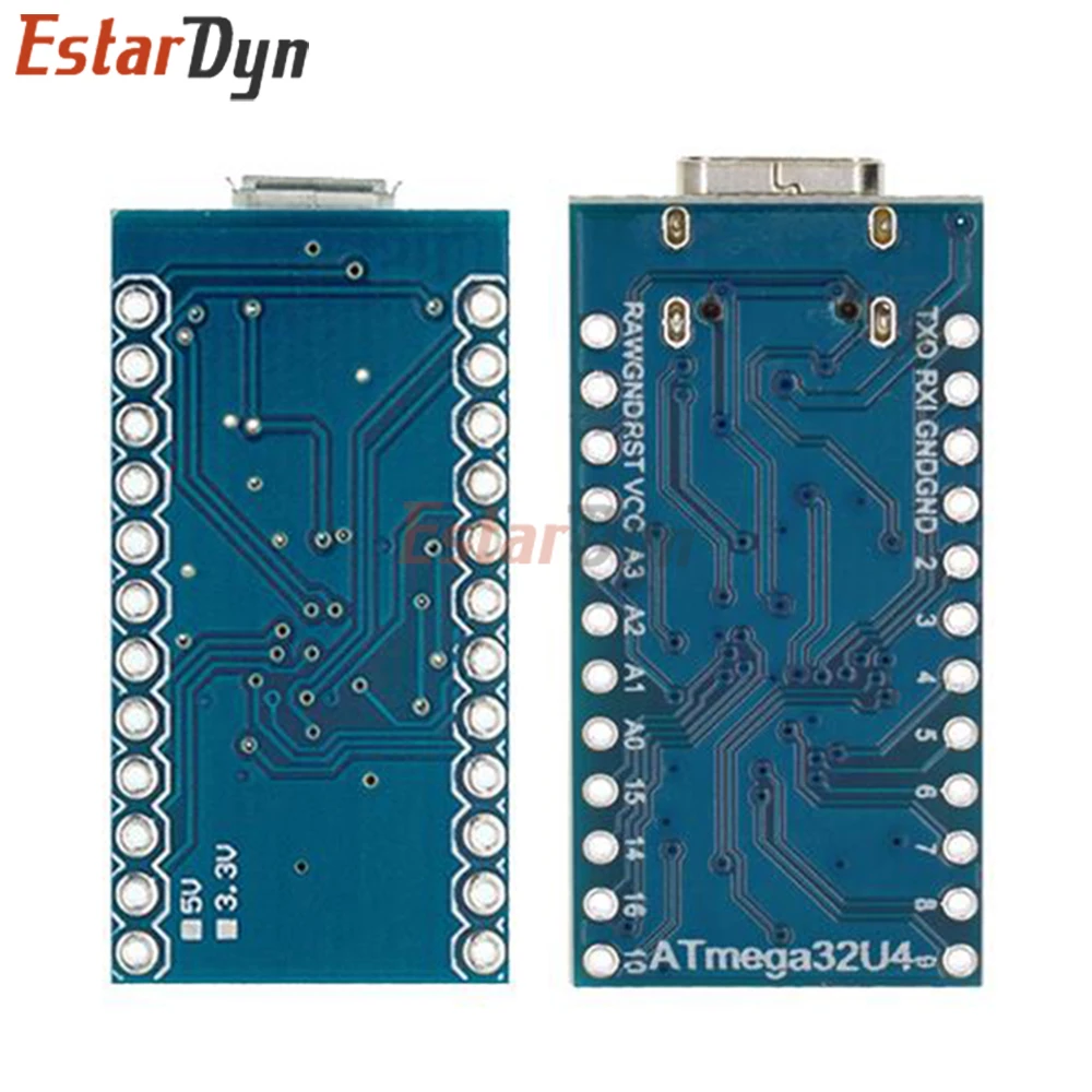 Estardyn ATMEGA32U4 Pro Micro Board, Micro/Mini/Type-C USB Optional, 5V 16MHz Native USB for