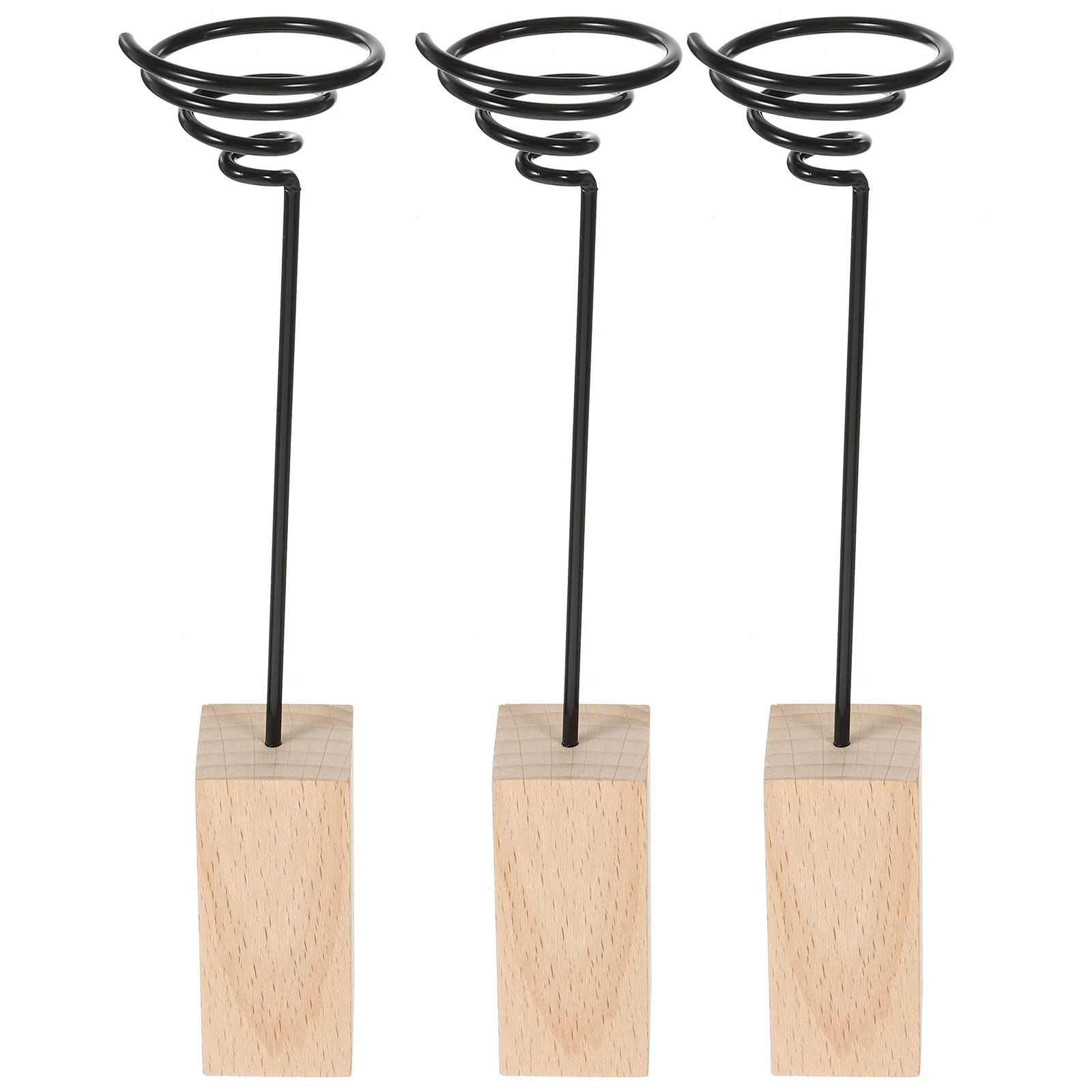 

3pcs Wooden Base Ornament Iron Plant Holder Rust Resistant Durable Stretchable Spring Wire Desktop Garden for Small
