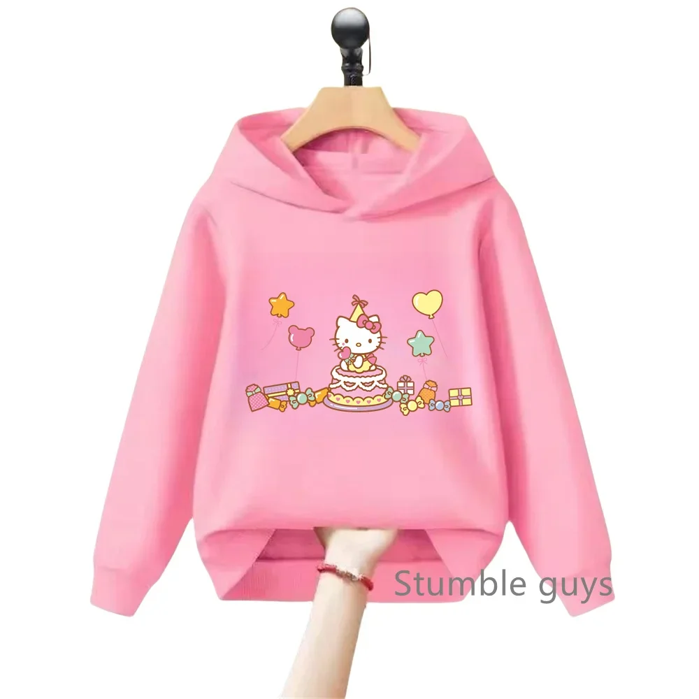 أنيمي مرحبا كيتي لطيف الكرتون عارضة هوديي في سن المراهقة هوديي Kawaii فتاة سترة البلوز أعلى الاطفال لطيف ملابس الطفل