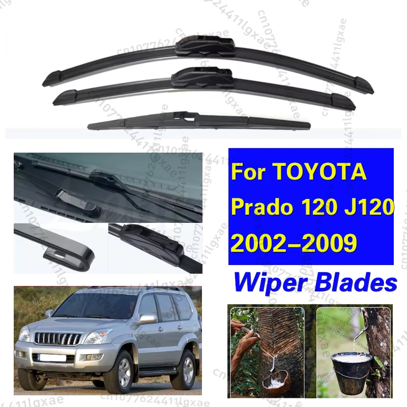 

3PCS For TOYOTA Prado 120 J120 2002-2009 Front Rear Wiper Blades Windshield Windscreen Window Cutter Accessories 22"+21"+16"