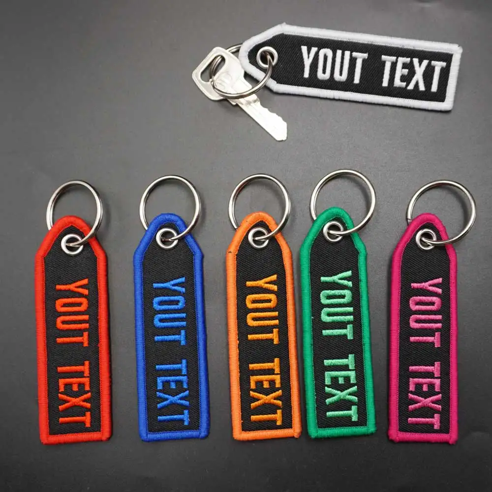 Porte-clés de police de document personnalisé, étiquette de texte personnalisée, broderie double face pour voitures Hurcycles, jouets RL