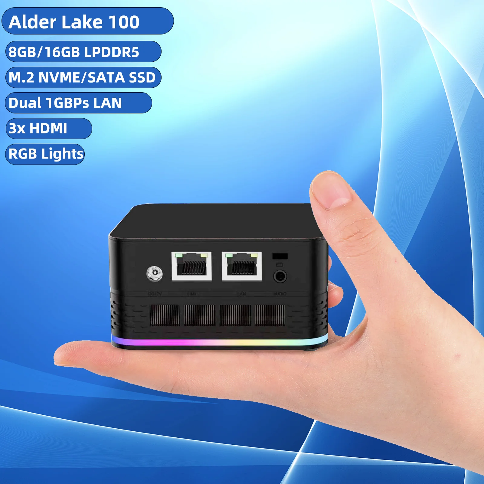 T9 plus-mini pc windows 11, intel alder lake n100, 16gb ddr5, 1 تيرا بايت, nvme, ssd, dual lan, 3, hdmi, خادم جدار الحماية, wifi 5