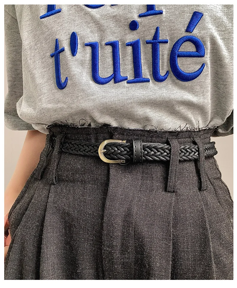 1.7x110cm Fashion Woven Thin Belt Vintage Jeans Dress Accessories Simple Pin Buckle Waistband for Women Cinturones Para Mujer - view 6