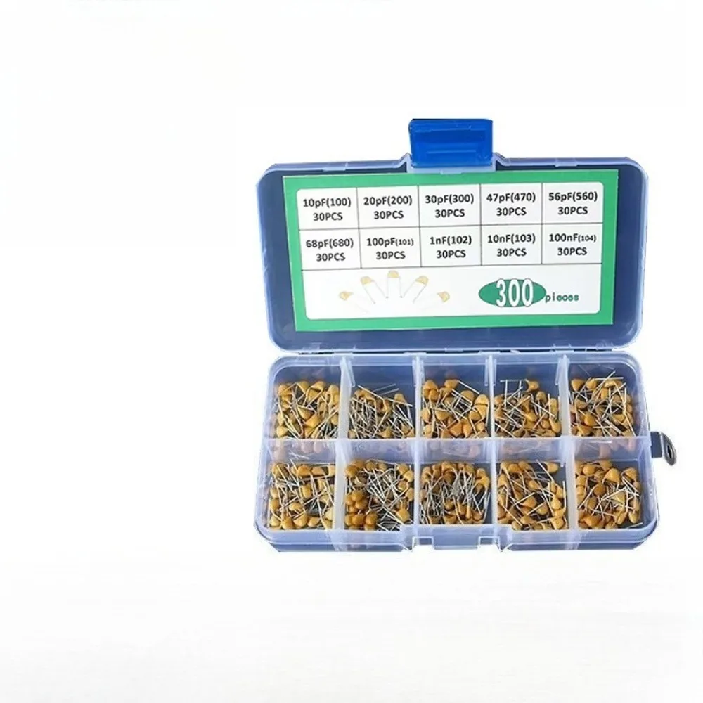 

10 Values 300Pcs Monolithic Ceramic Capacitor Assortment Kit 10PF to 100NF Range with Storage Box for Electronics DIY Projects a