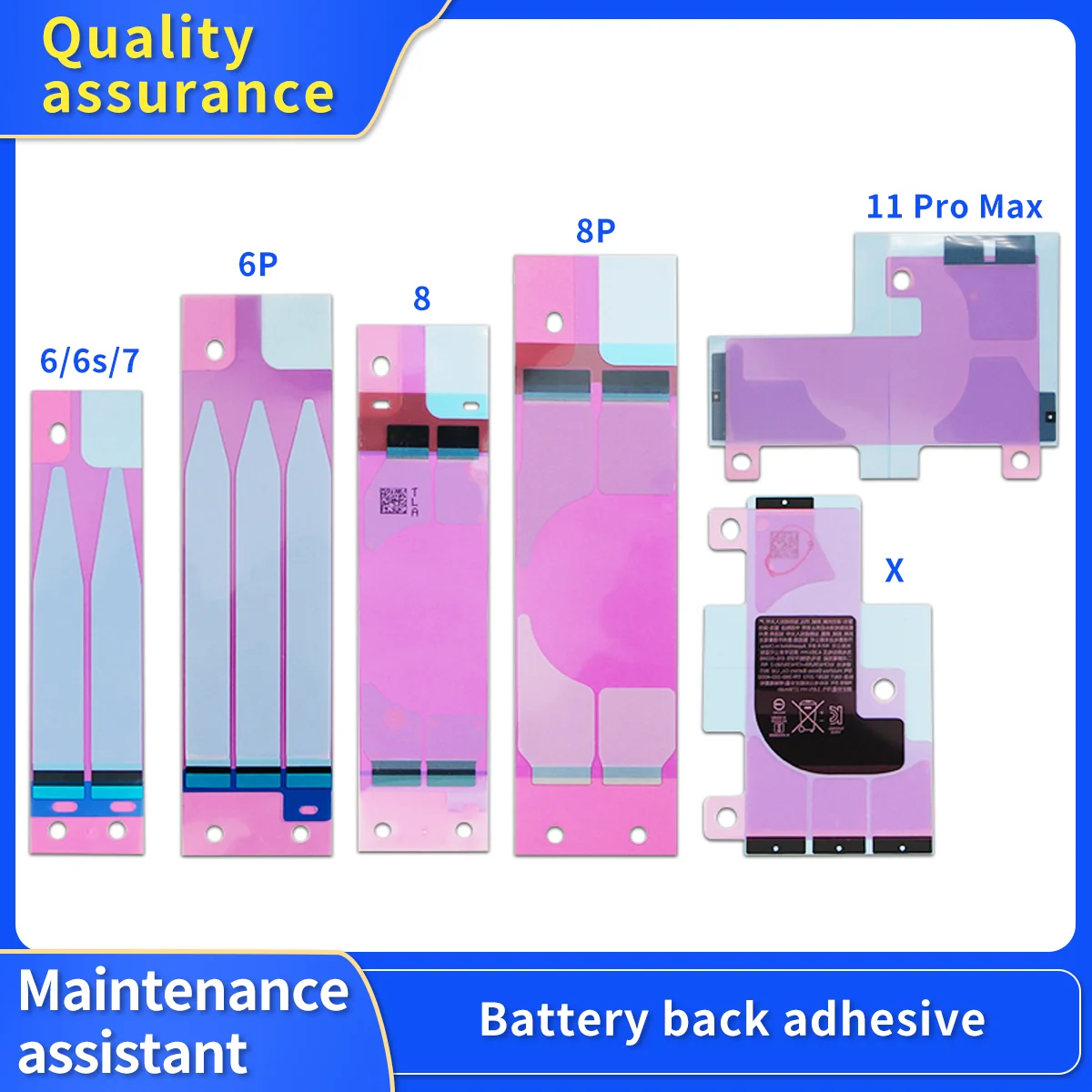 

10Pcs Battery Adhesive Sticker for iPhone X XR XS 11 12 13 Pro Max Mini 6 6S 7 8 Plus, Double Tape, Glue Replacement