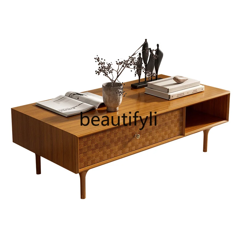 

Teak furniture coffee table Chinese ancient style retro wabi style Nordic Danish solid wood living room New Chinese style