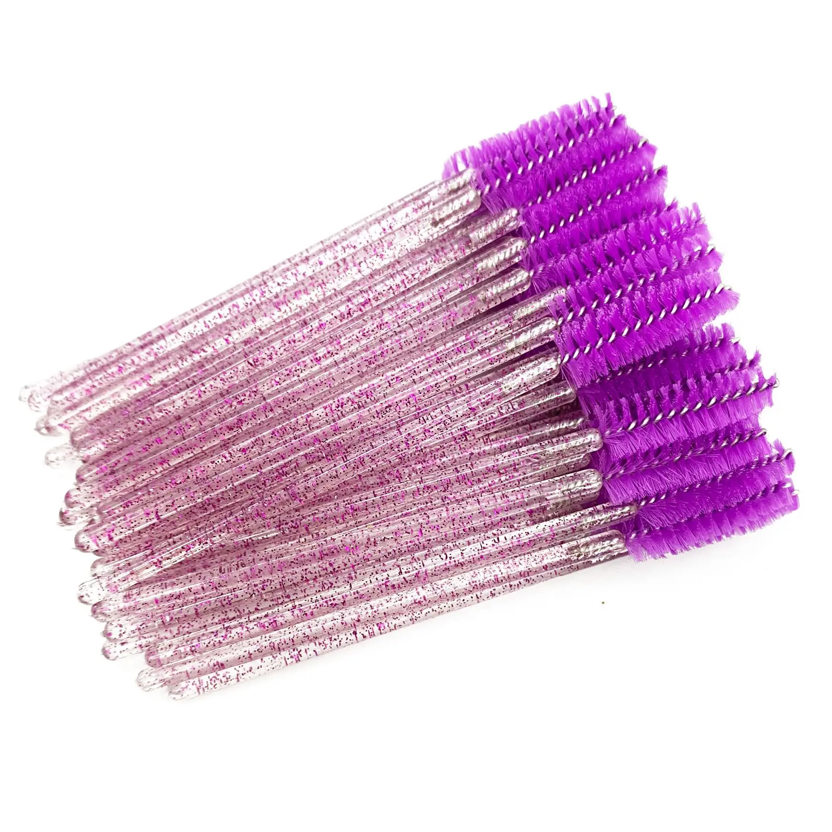 50 Pcs/Pack Crystal Eyelash Makeup Brush Diamond Handle Mascara Wands Eyelash Extension Tool Eyelash Tube Applicator Spoolers