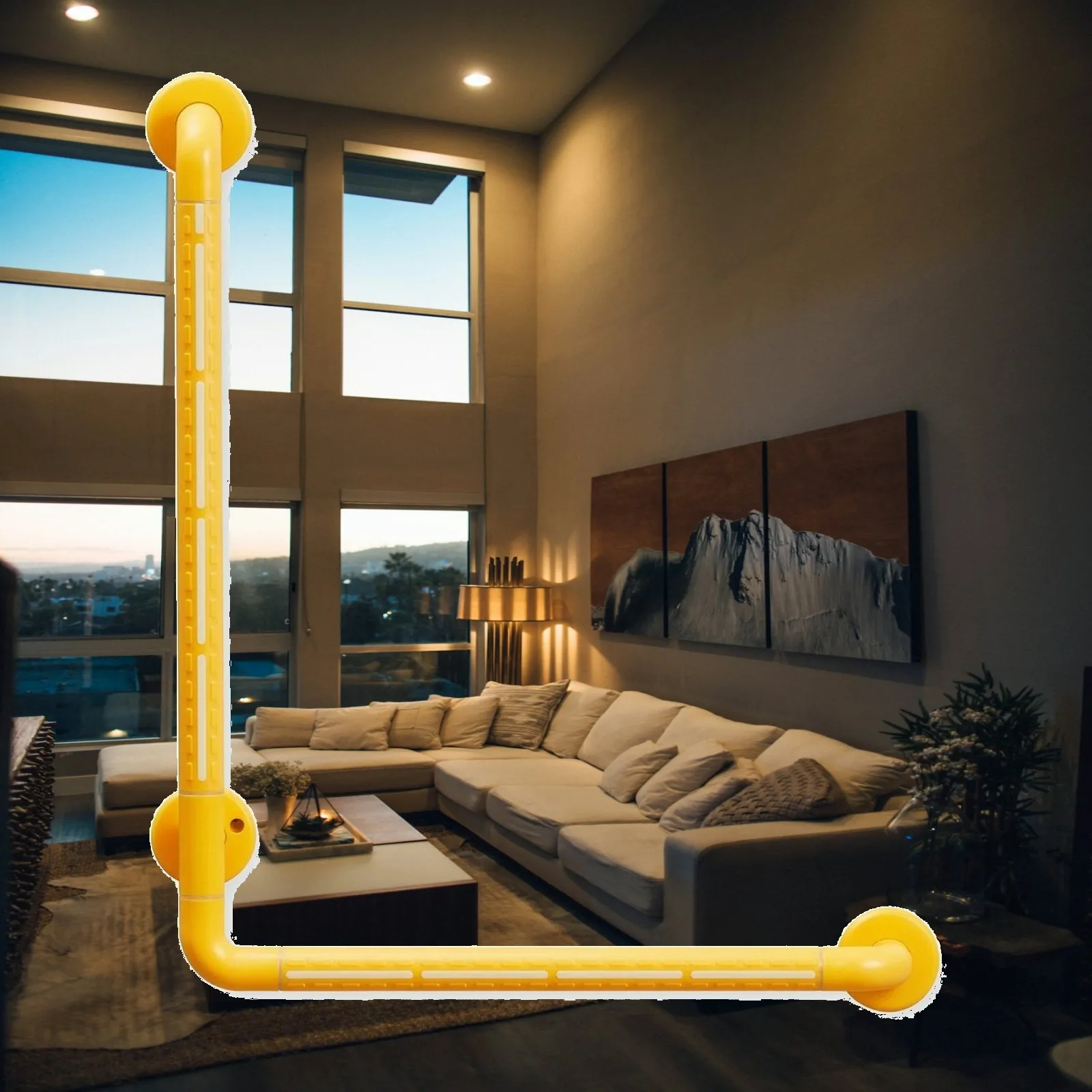 L-Shaped Grab Bar Wall-Mounted Grab Bar with ABS Sleeve Bathroom Handrail Anti-Slip Hardware Safe for Elderly, Shower