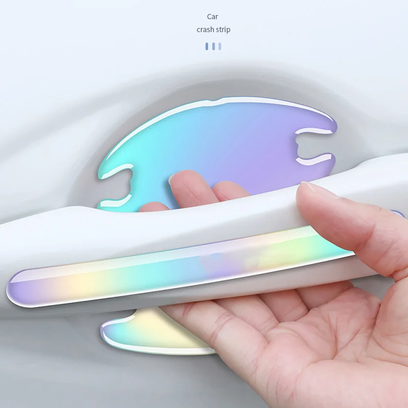 

4pcs Colorful Car Sticker Protector Cars Doors Scratch Door Handle Bowl Sticker Rearview Mirror Protection Strip Auto Accessory